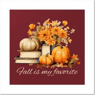 Fall is My Favorite Book Collection with Pumpkins Posters and Art